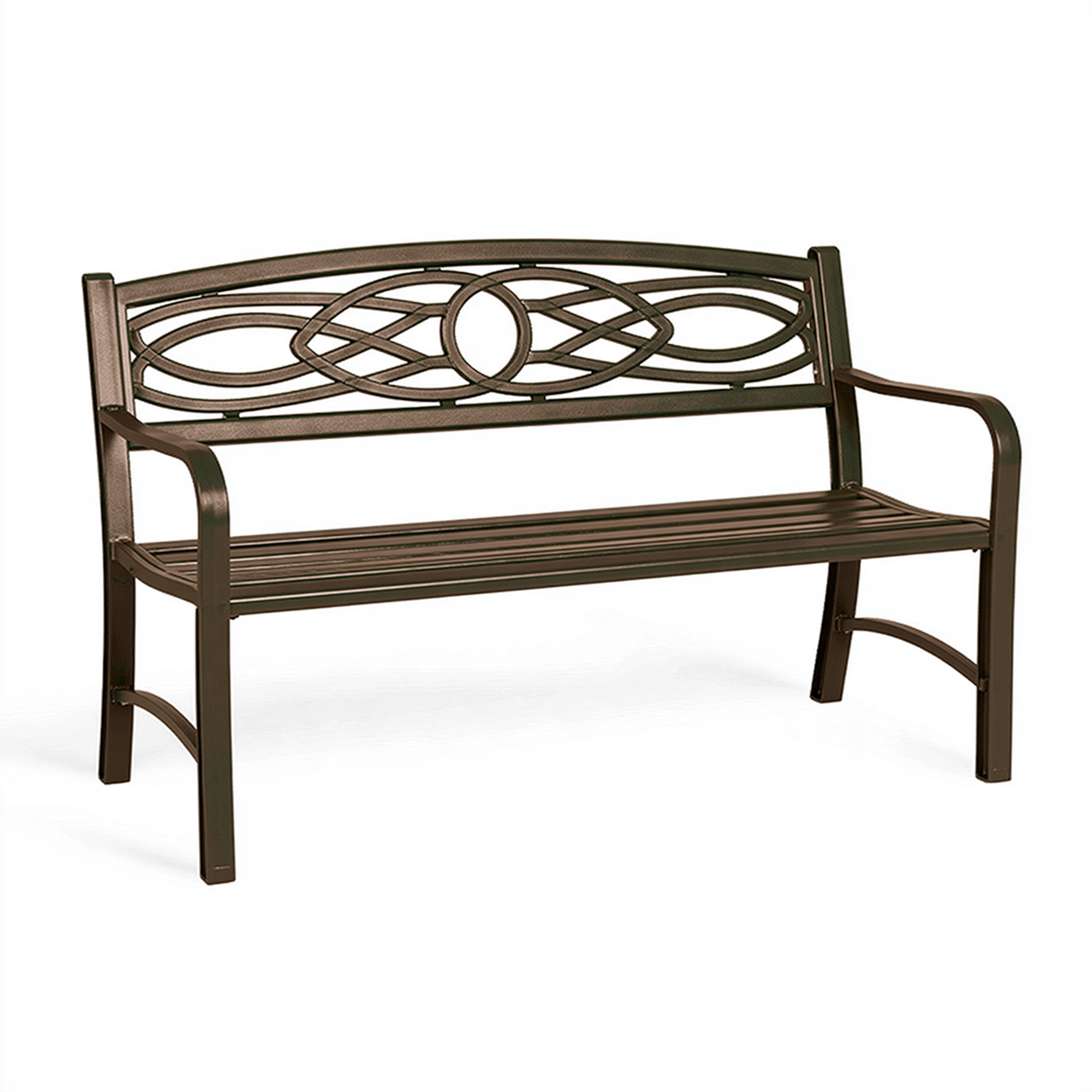 Panca da giardino 122 x 64 x 91 cm in metallo marrone - seduta due posti con schienale decorativo