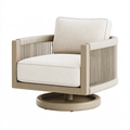 Poltrona girevole 80 x 85 x 90 cm in legno e tessuto beige - stile contemporaneo