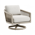 Poltrona girevole 75x80x85 cm in legno e tessuto tortora avorio stile contemporaneo