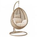 Poltrona sospesa 105 x 105 x 195 cm in rattan naturale beige con supporto in metallo - stile boho
