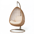 Poltrona sospesa 105 x 105 x 195 cm in fibra intrecciata marrone con struttura in metallo stile boho