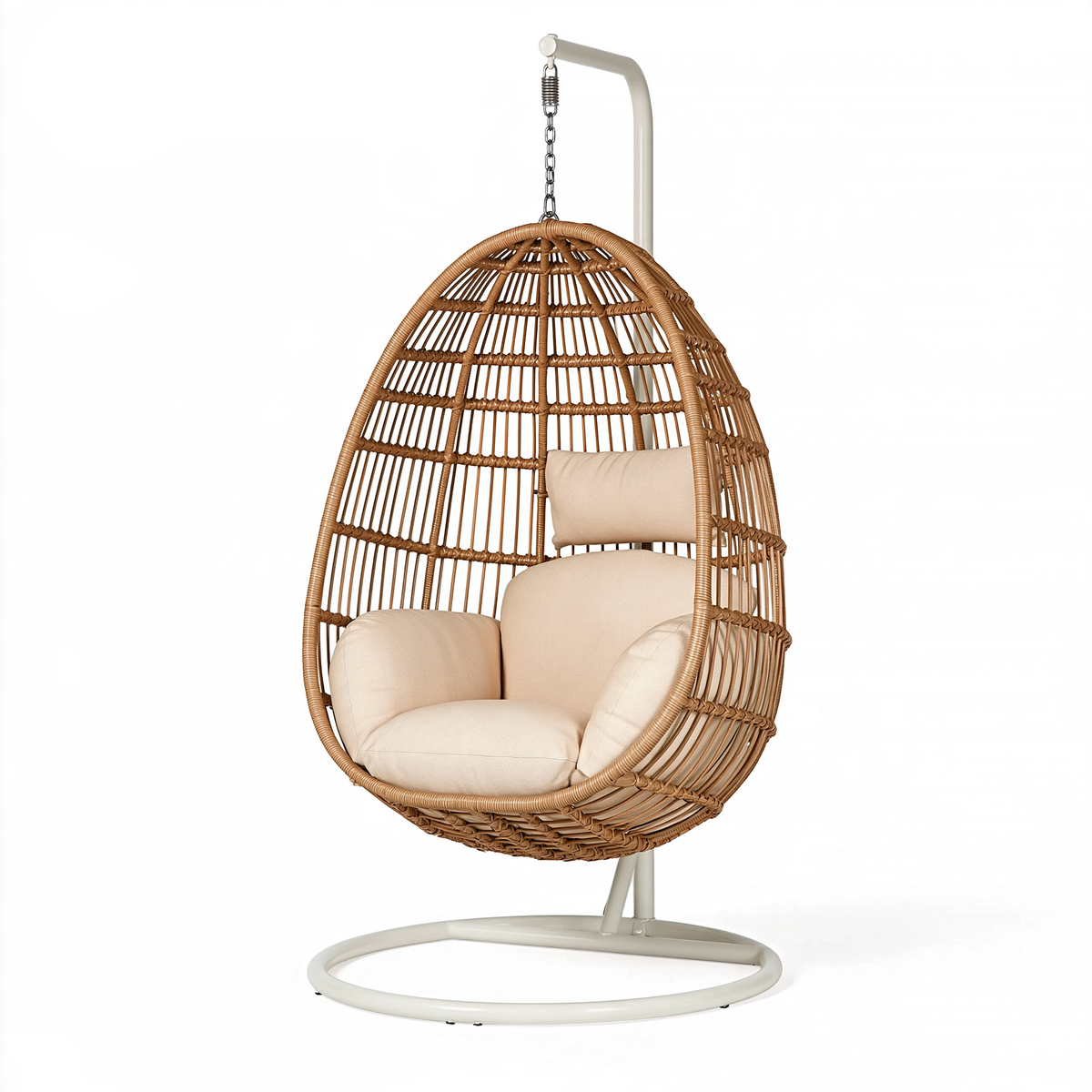 Poltrona sospesa 105 x 105 x 195 cm in fibra intrecciata marrone con supporto in metallo stile boho