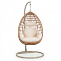 Poltrona sospesa 105 x 105 x 200 cm in rattan marrone e metallo beige per interni stile boho