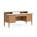 Scrivania 150 x 60 x 110 cm in legno marrone e bianco con 7 cassetti - stile moderno con ripiano superiore