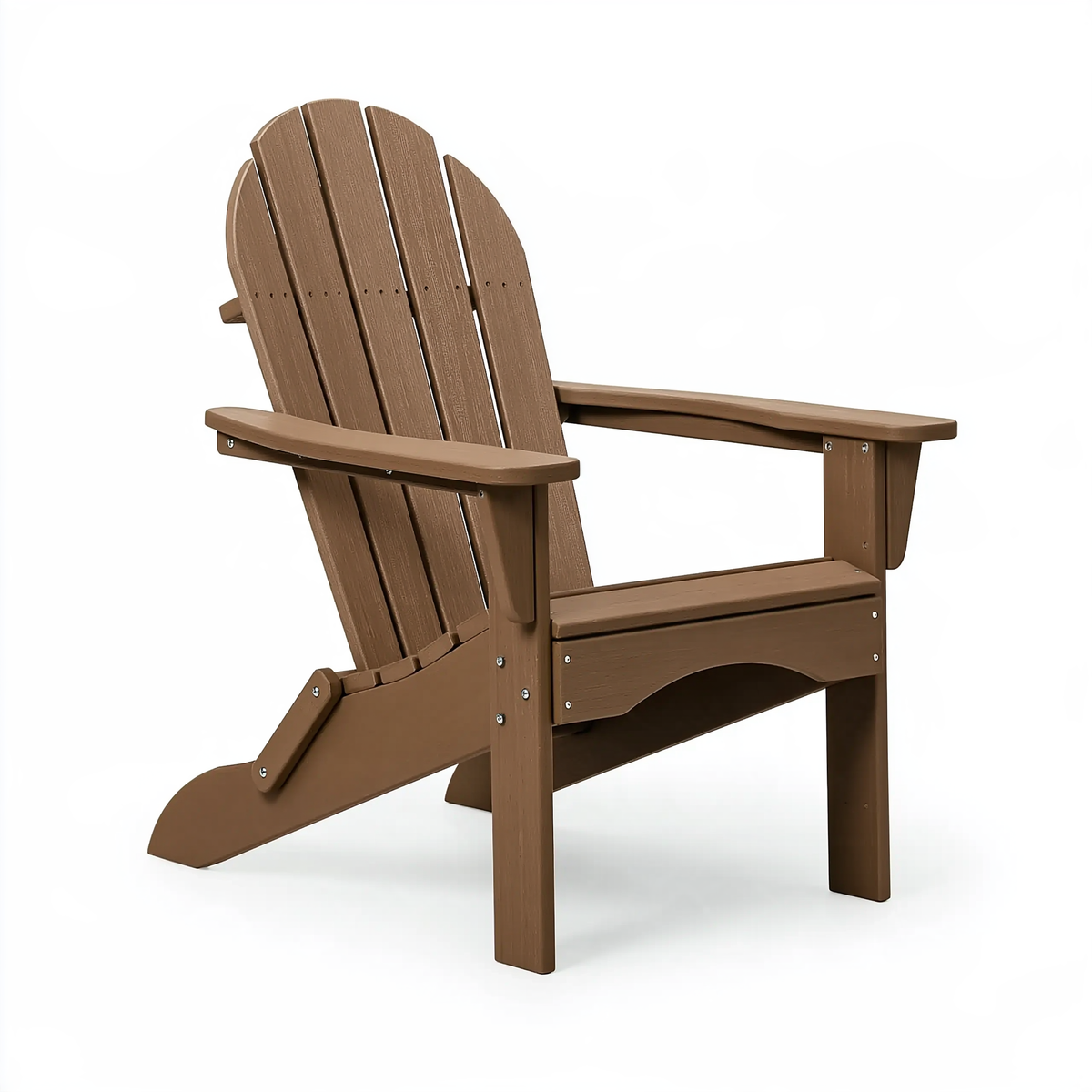 Sedia Adirondack da esterno 83 x 89 x 97 cm in plastica marrone effetto legno con schienale inclinato