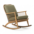Sedia a dondolo 105 x 70 x 100 cm in legno e corda verde oliva stile moderno