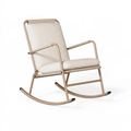 Sedia a dondolo 100 x 68 x 102 cm in metallo e tessuto beige - stile moderno per soggiorno