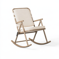 Sedia a dondolo pieghevole 100 x 65 x 100 cm in metallo e tessuto beige stile moderno
